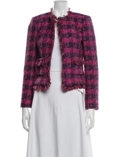 Pre-owned L'agence Plaid Print Jacket In Pink