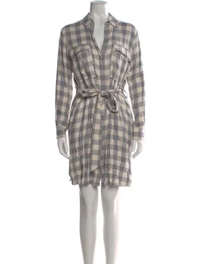 Pre-owned L'agence Plaid Print Knee-length Dress In Gray