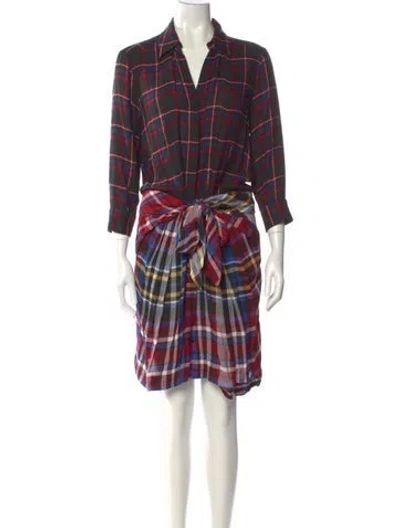 Pre-owned L'agence Plaid Print Knee-length Dress In Red
