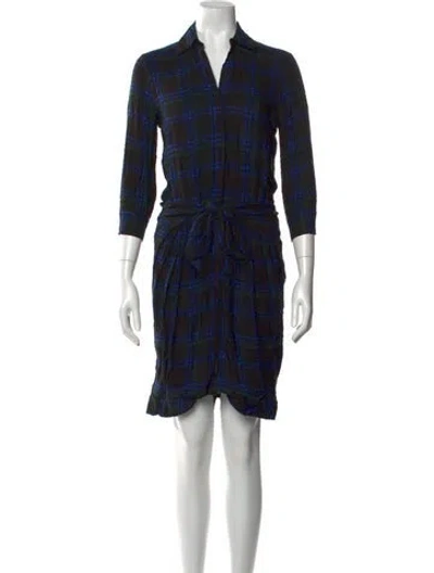 Pre-owned L'agence Plaid Print Mini Dress In Black