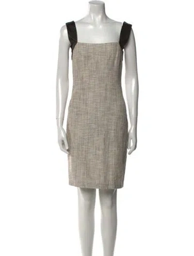 Pre-owned L'agence Plaid Print Mini Dress In Neutral