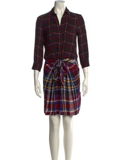 Pre-owned L'agence Plaid Print Mini Dress In Red
