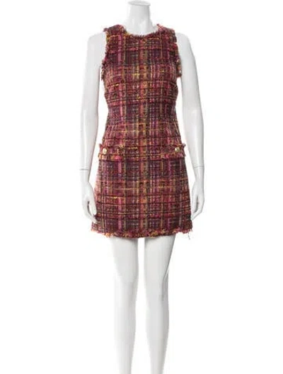 Pre-owned L'agence Plaid Print Mini Dress In Red