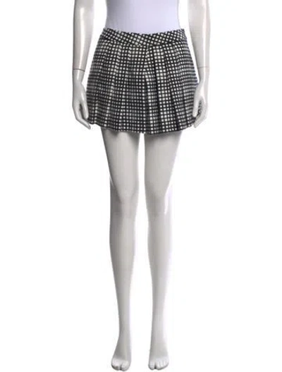 Pre-owned L'agence Plaid Print Mini Shorts In Black/white