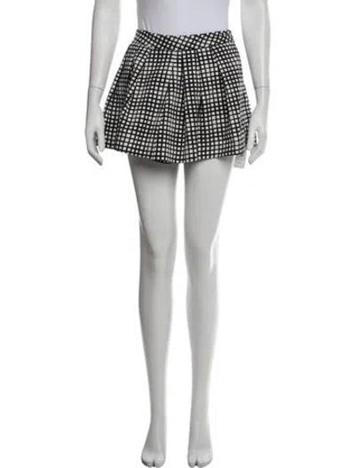 Pre-owned L'agence Plaid Print Mini Shorts In Black/white