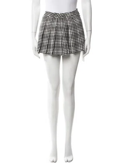 Pre-owned L'agence Plaid Print Mini Shorts In Black/white