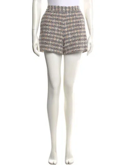 Pre-owned L'agence Plaid Print Mini Shorts In Neutral