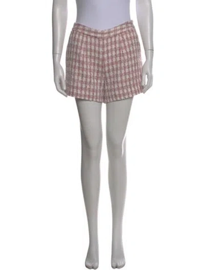 Pre-owned L'agence Plaid Print Mini Shorts In Pink