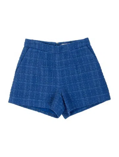 Pre-owned L'agence Plaid Print Mini Shorts W/ Tags In Blue