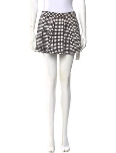 Pre-owned L'agence Plaid Print Mini Shorts In White