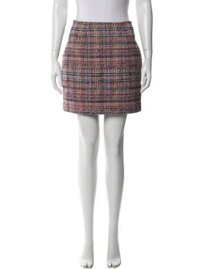 Pre-owned L'agence Plaid Print Mini Skirt In Blue