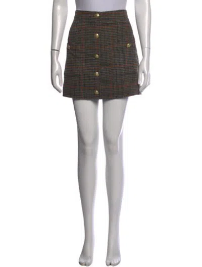 Pre-owned L'agence Plaid Print Mini Skirt In Blue