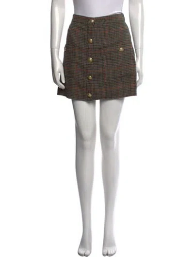 Pre-owned L'agence Plaid Print Mini Skirt In Neutral