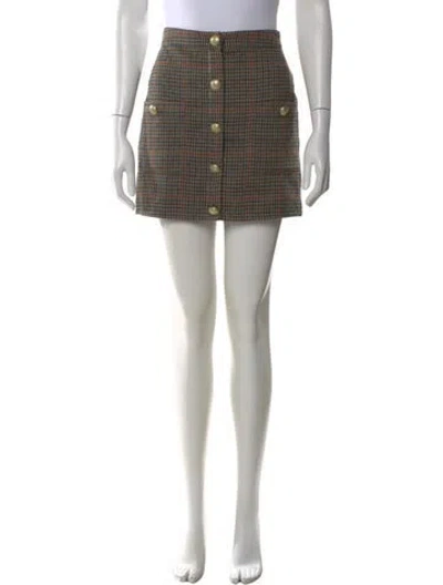 Pre-owned L'agence Plaid Print Mini Skirt In Neutral