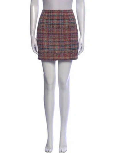 Pre-owned L'agence Plaid Print Mini Skirt In Pink