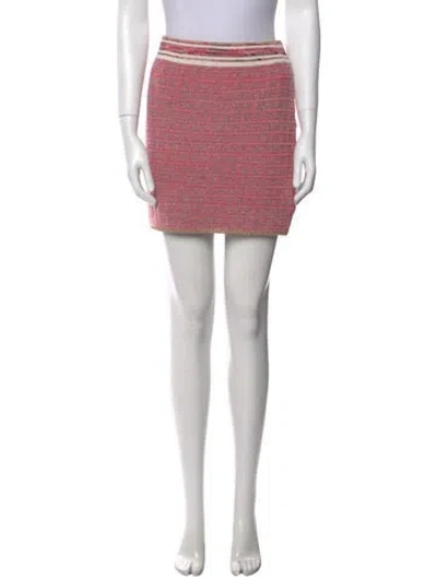 Pre-owned L'agence Plaid Print Mini Skirt In Pink