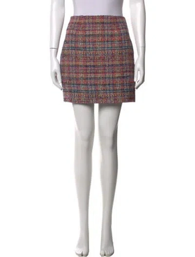 Pre-owned L'agence Plaid Print Mini Skirt W/ Tags In Blue