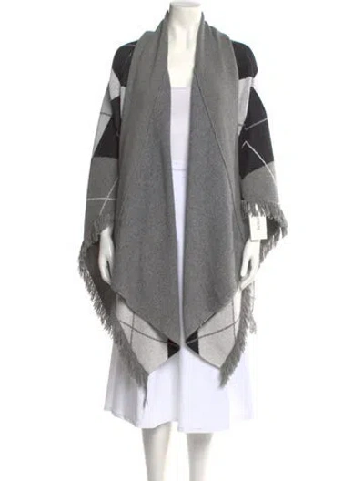 Pre-owned L'agence Plaid Print Open Front Sweater In Black