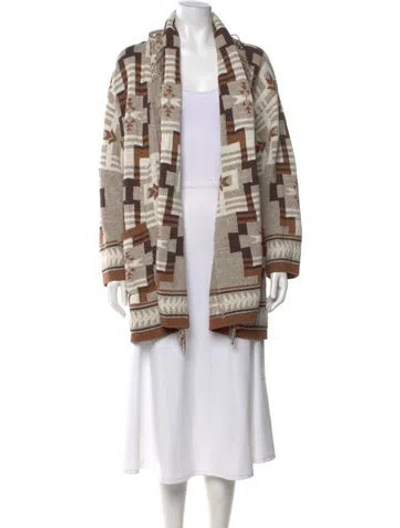 Pre-owned L'agence Plaid Print Open Front Sweater In Neutral