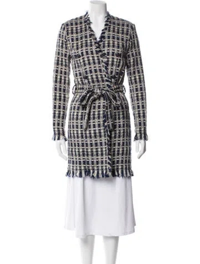 Pre-owned L'agence Plaid Print Peacoat In Blue