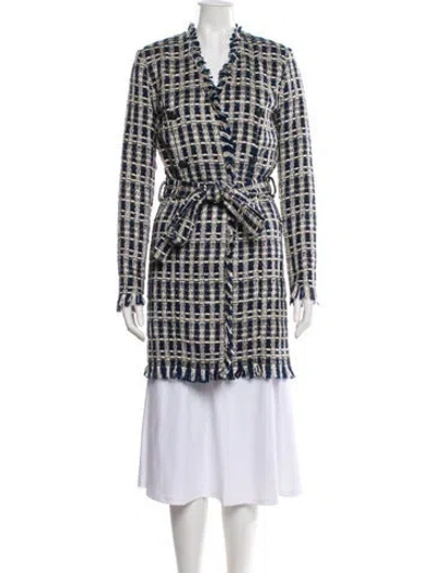 Pre-owned L'agence Plaid Print Peacoat In Neutral