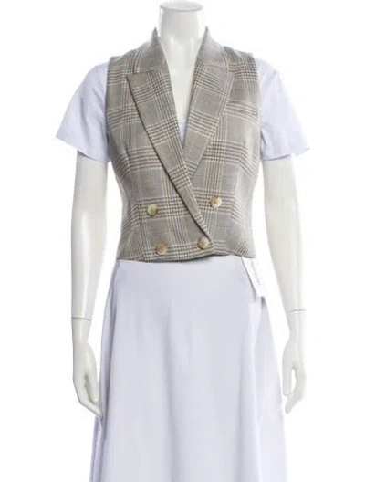 Pre-owned L'agence Plaid Print Vest In Neutral