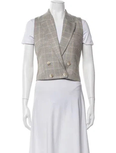 Pre-owned L'agence Plaid Print Vest In Neutrals