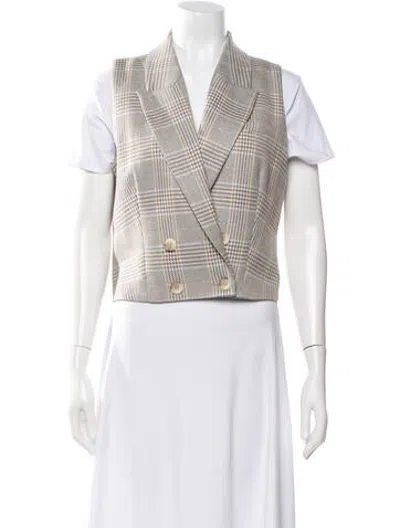 Pre-owned L'agence Plaid Print Vest In Neutrals
