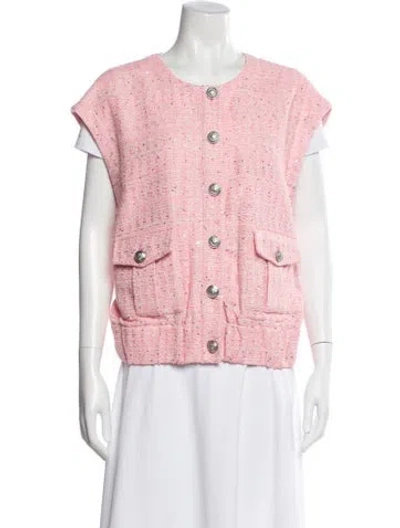 Pre-owned L'agence Plaid Print Vest In Pink