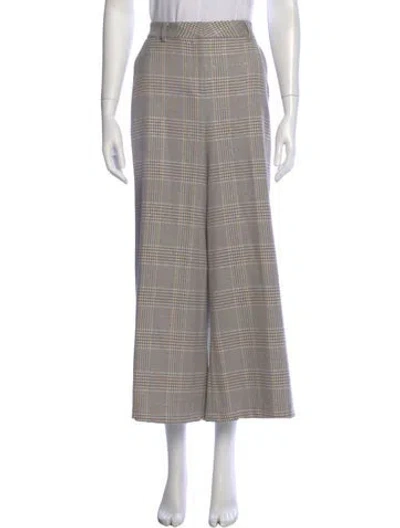 Pre-owned L'agence Plaid Print Wide Leg Pants In Gray