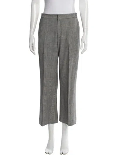 Pre-owned L'agence Plaid Print Wide Leg Pants In Neutral