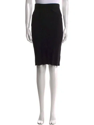 Pre-owned L'agence Pleated Accents Knee-length Skirt In Black