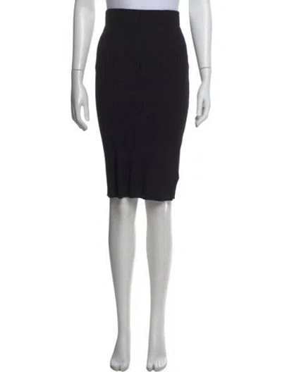 Pre-owned L'agence Pleated Accents Midi Length Skirt In Black