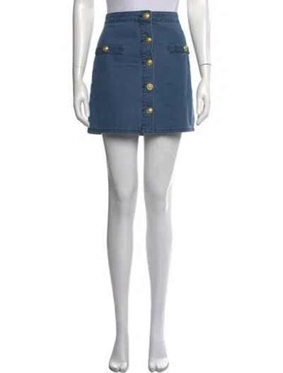 Pre-owned L'agence Pleated Accents Mini Skirt In Blue
