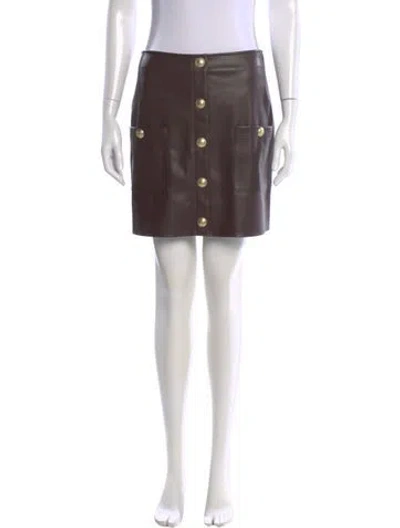 Pre-owned L'agence Pleated Accents Mini Skirt In Brown