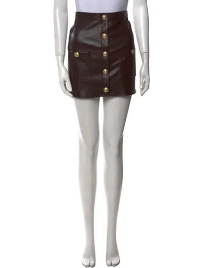 Pre-owned L'agence Pleated Accents Mini Skirt In Brown