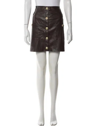 Pre-owned L'agence Pleated Accents Mini Skirt In Brown