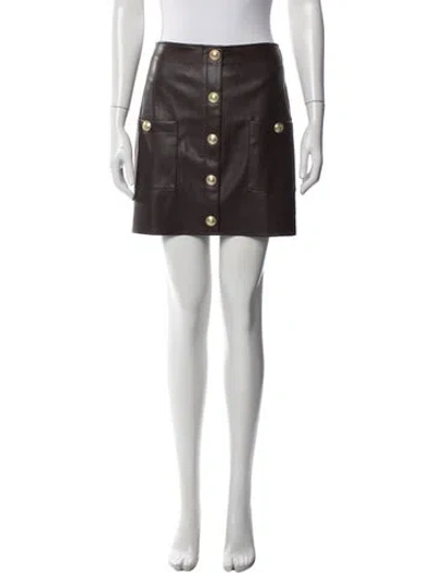 Pre-owned L'agence Pleated Accents Mini Skirt In Brown