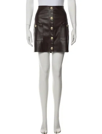 Pre-owned L'agence Pleated Accents Mini Skirt In Brown