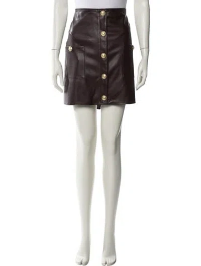 Pre-owned L'agence Pleated Accents Mini Skirt In Burgundy