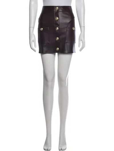 Pre-owned L'agence Pleated Accents Mini Skirt In Burgundy