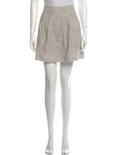 Pre-owned L'agence Pleated Accents Mini Skirt In Neutral
