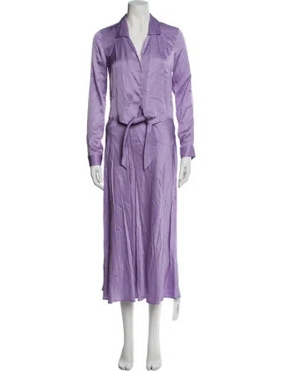Pre-owned L'agence Pleated Accents Pant Set In Purple