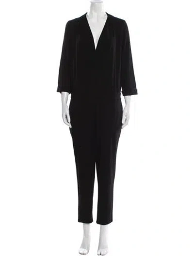 Pre-owned L'agence Plunge Neckline Jumpsuit In Blue