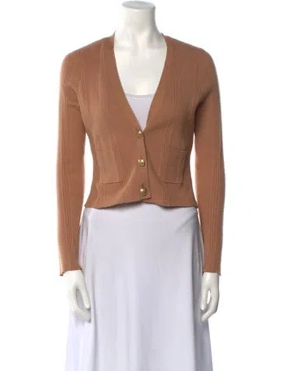 Pre-owned L'agence Plunge Neckline Sweater In Brown