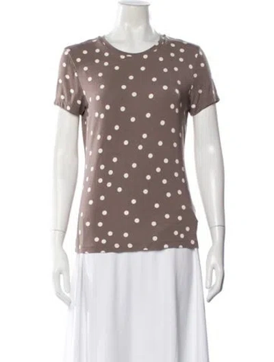 Pre-owned L'agence Polka Dot Print Crew Neck T-shirt In Brown