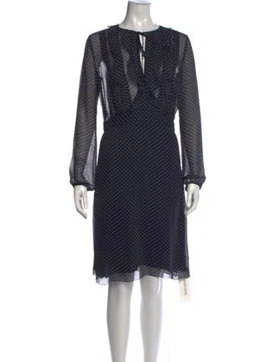 Pre-owned L'agence Polka Dot Print Knee-length Dress In Black