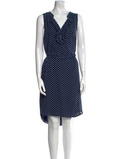 Pre-owned L'agence Polka Dot Print Knee-length Dress In Blue