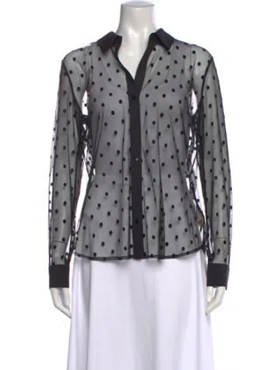 Pre-owned L'agence Polka Dot Print Long Sleeve Blouse In Black