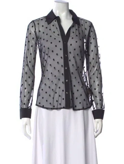 Pre-owned L'agence Polka Dot Print Long Sleeve Blouse W/ Tags In Black